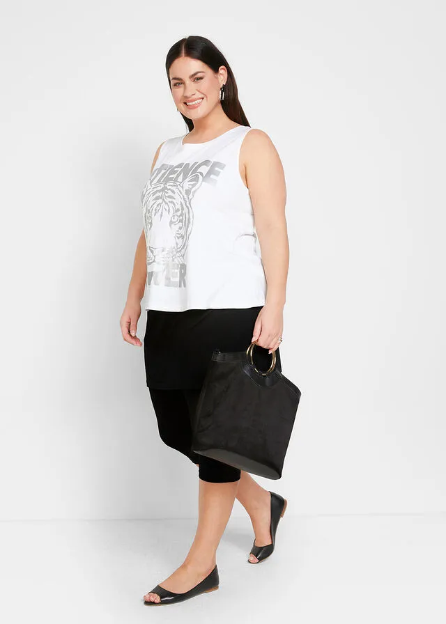 Leggings capri con falda Negro