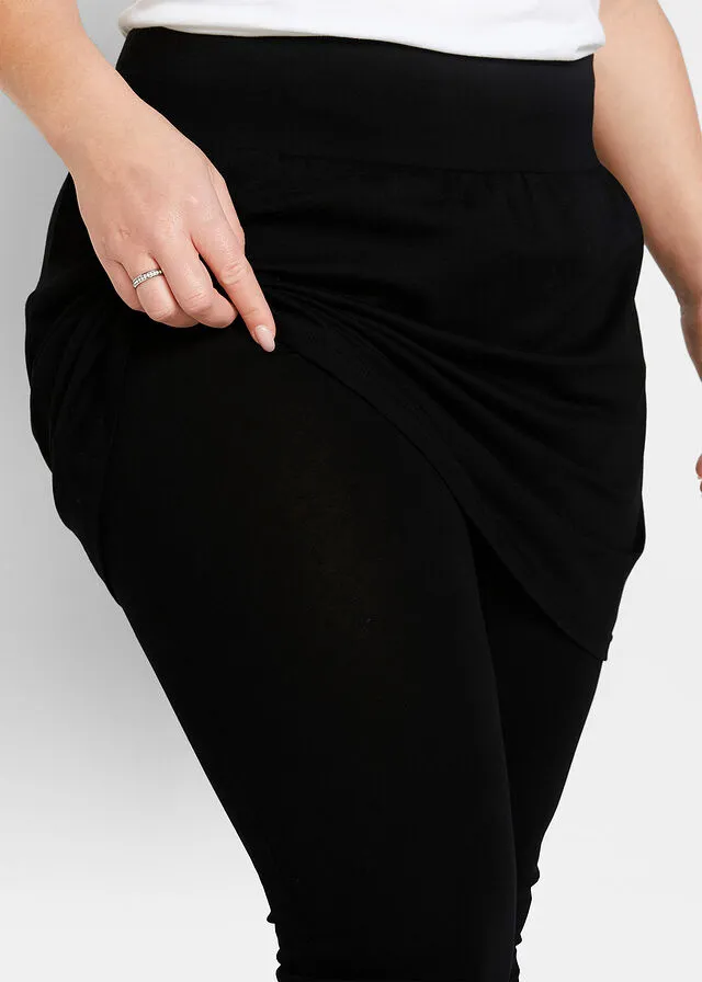 Leggings capri con falda Negro