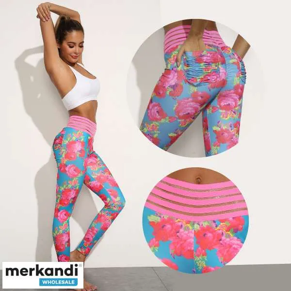 Leggings rosas- Leggings florales, Leggings rosas, Leggings con estampado de flores