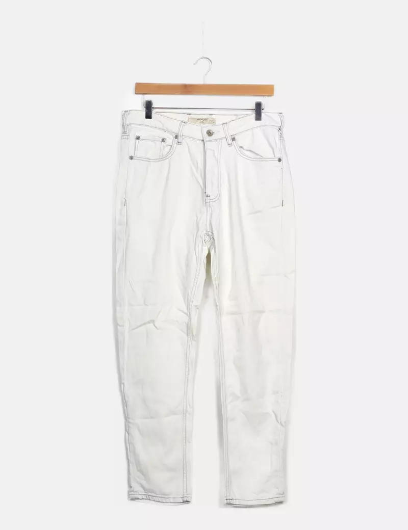 Mango Jeans denim cropped blanco