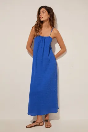 Maxi vestido textura azul