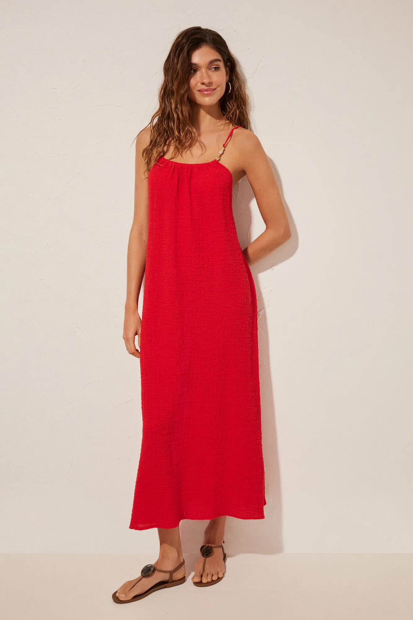 Maxi vestido textura rojo