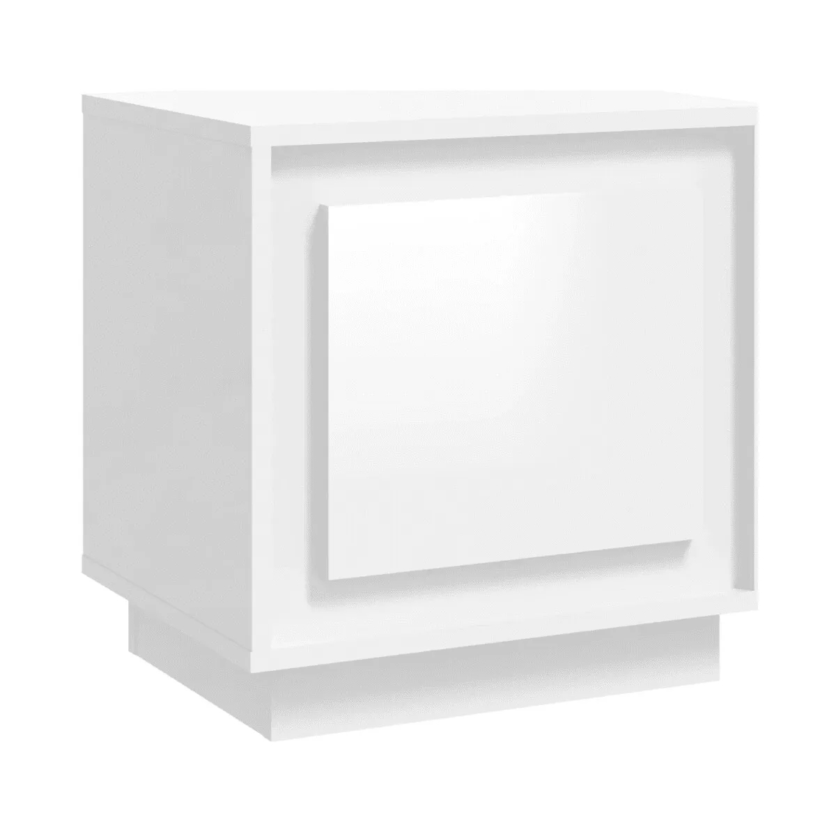 Mesita de noche madera contrachapada blanco brillo 44x35x45 cm