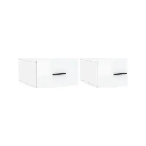 Mesitas de noche de pared 2 uds blanco brillo 35x35x20 cm