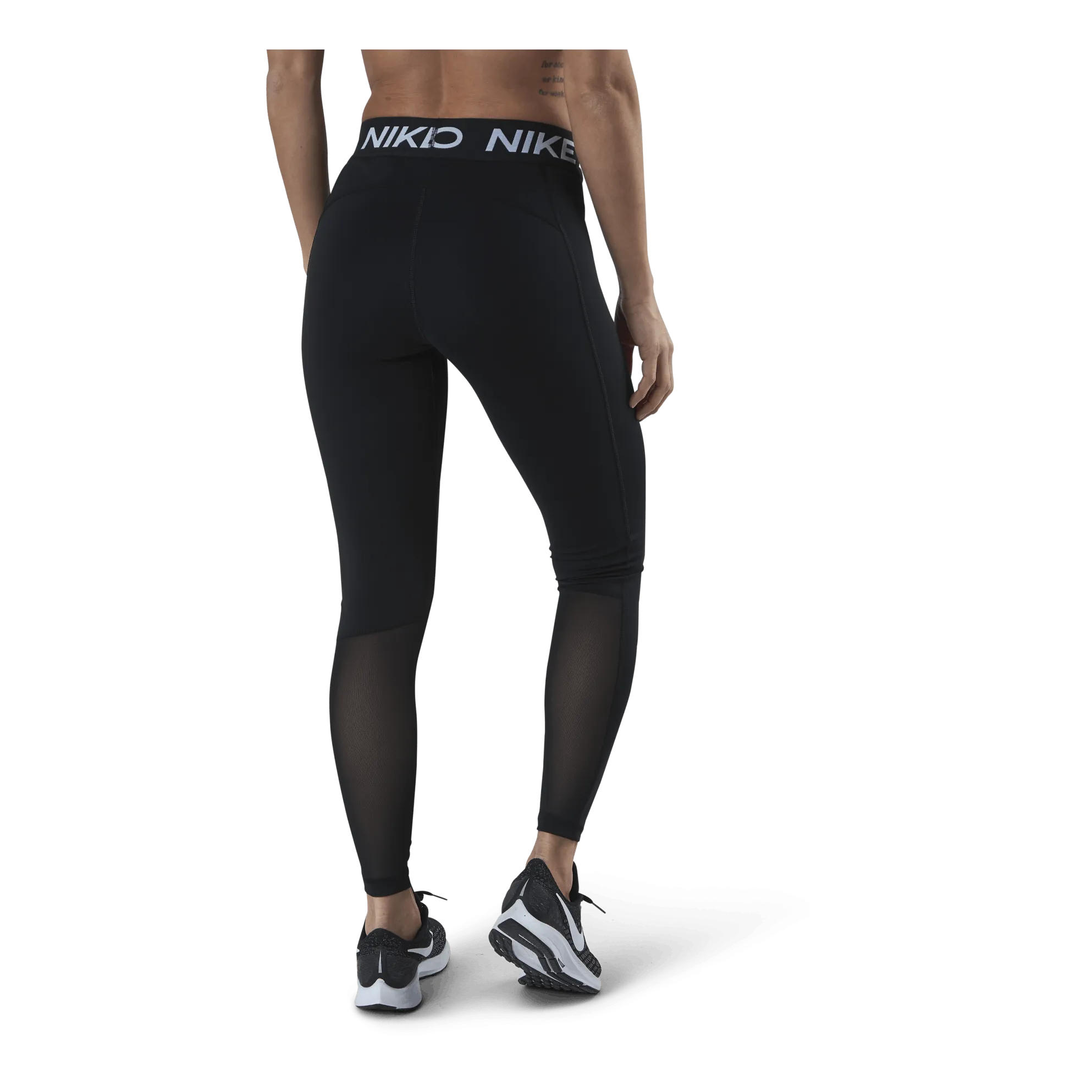 NIKE NIKE PRO WOMEN'S MIDRISE MESHPANELED LEGGINGS BLACK/WHITE