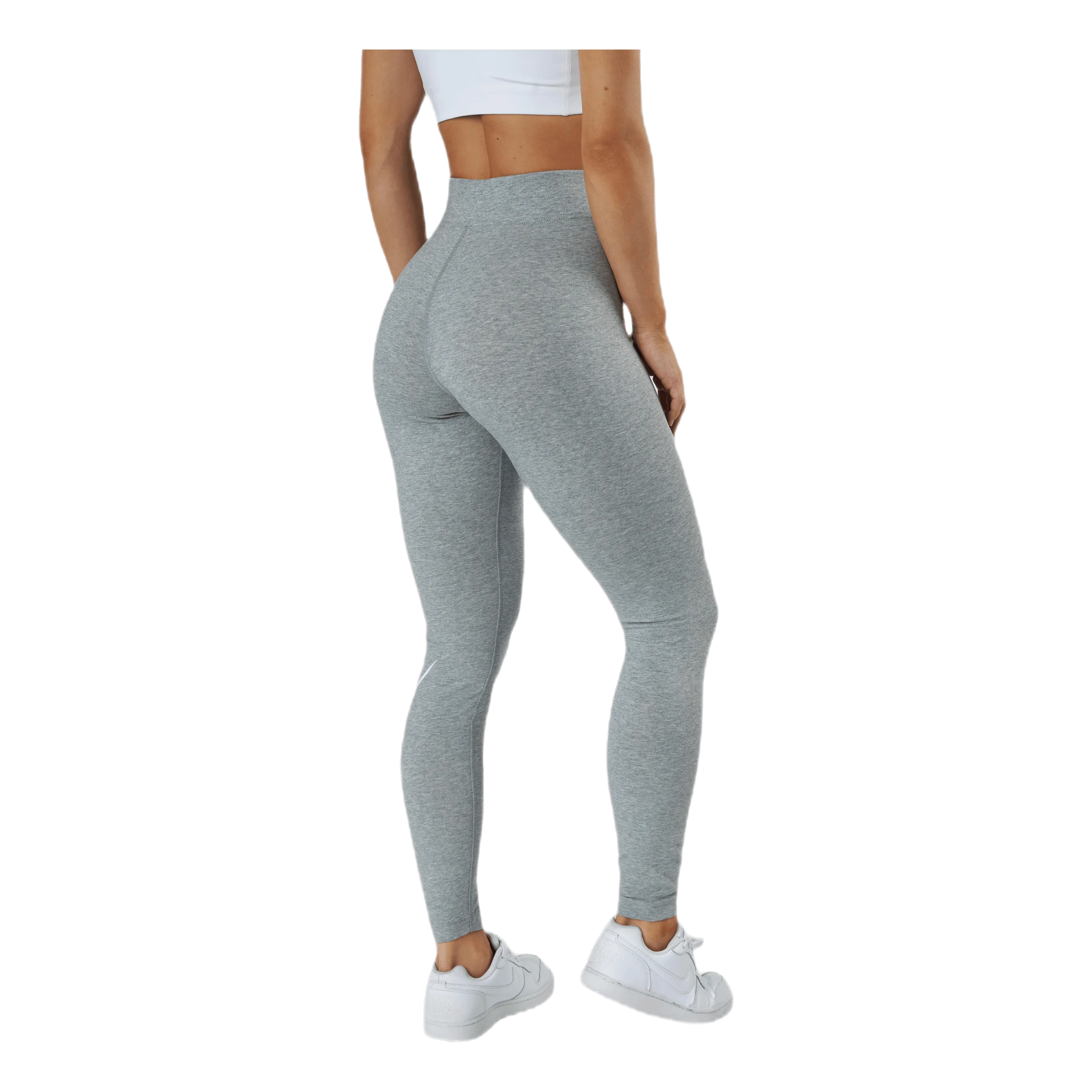 NIKE SPORTSWEAR ESSENTIAL WOMEN'S HIGHWAISTED LOGO LEGGINGS DK GREY HEATHER/WHITE