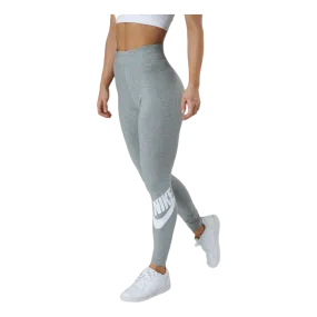 Nike Sportswear Essential Women's High-Waisted Logo Leggings DK GREY HEATHER/WHITE