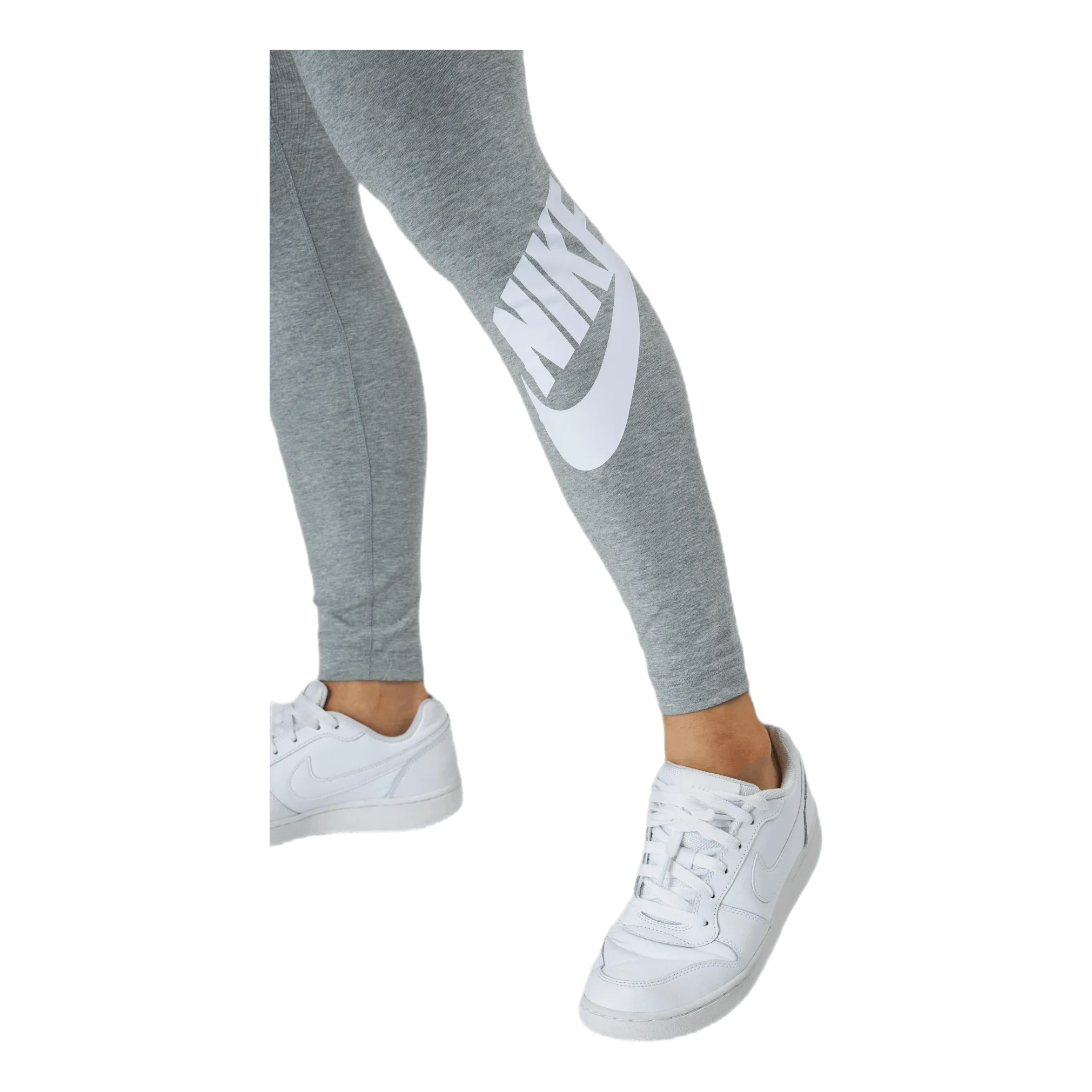 NIKE SPORTSWEAR ESSENTIAL WOMEN'S HIGHWAISTED LOGO LEGGINGS DK GREY HEATHER/WHITE