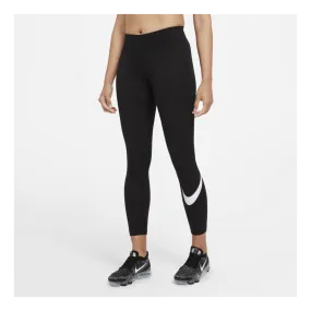 Nike Sportswear Essential Women's Mid-Rise Swoosh Leggings (Plus Size) BLACK/WHITE