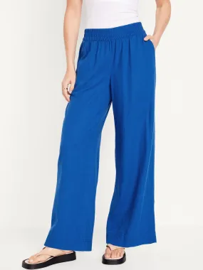 OLD NAVY Pantalón Lino Tiro Alto Wide Leg Old Navy Mujer