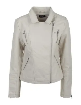 ONLY - Chaqueta biker beige onlGemma Faux Leahter Mujer