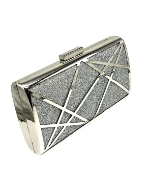 ORIGINAL CLUTCH DE FIESTA PLATEADO CON BRILLO PARA BODAS