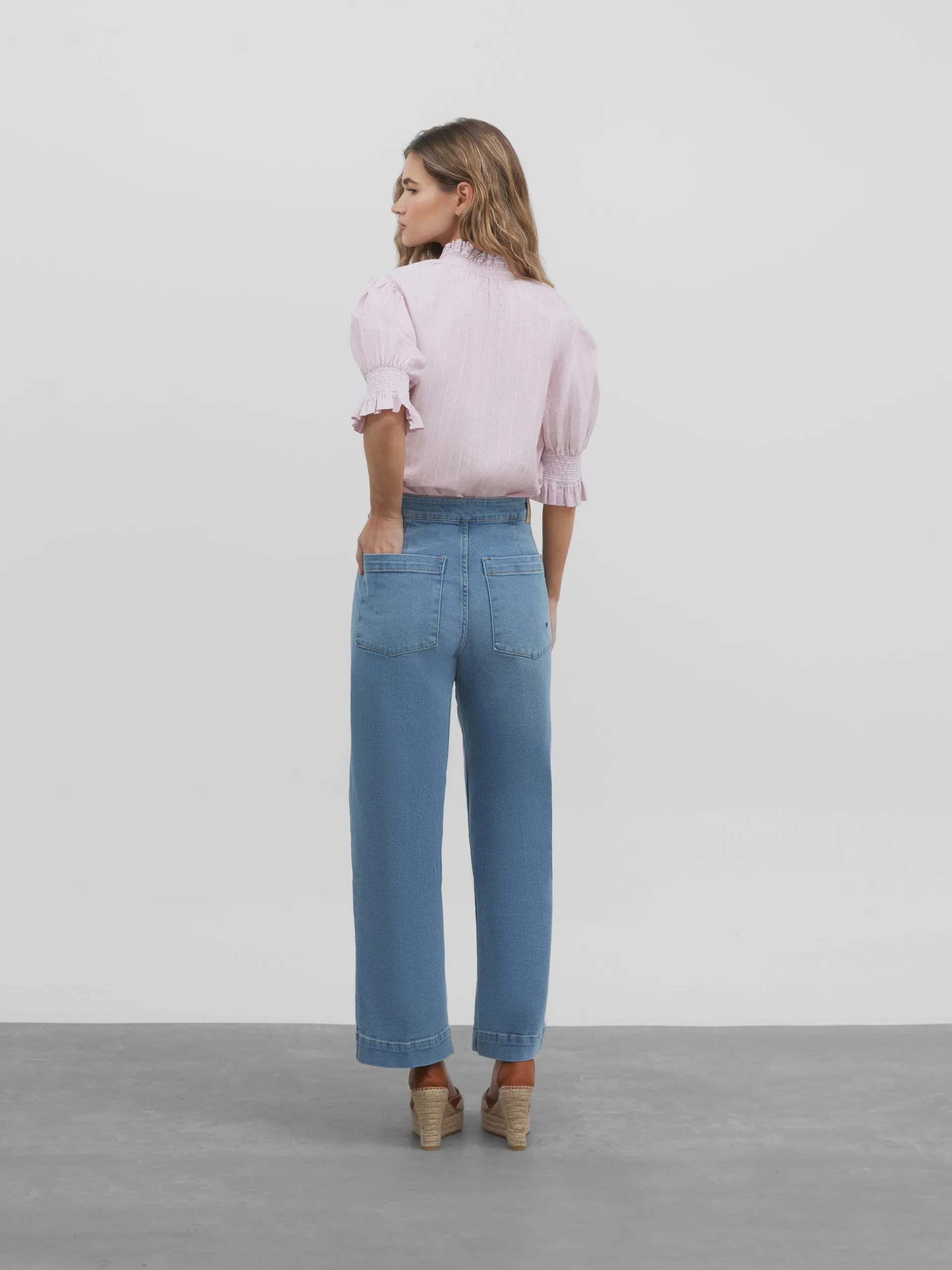 Pantalon denim marinero azul claro