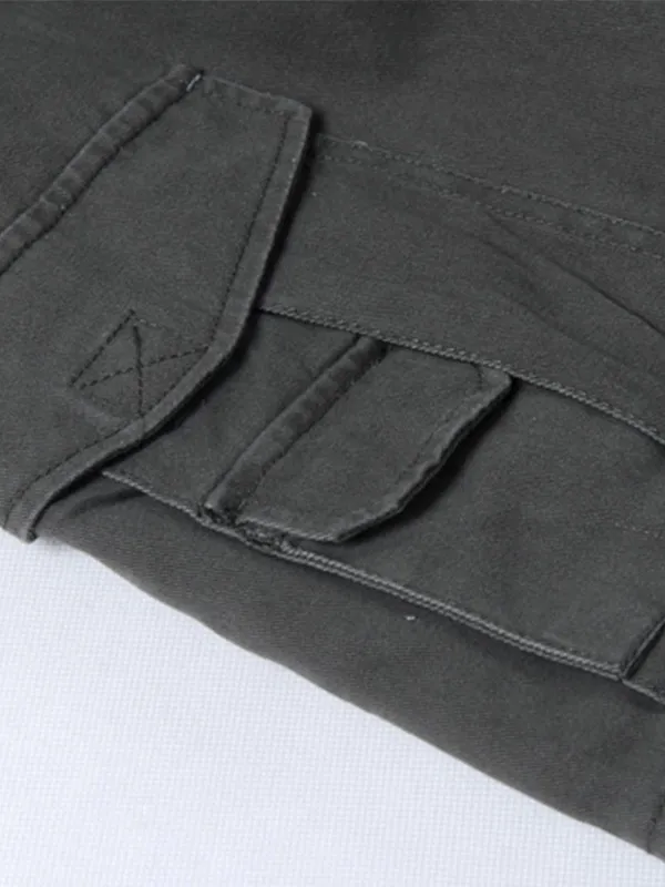 Pantalones tipo cago sueltos con cinturón de hebilla para hombre