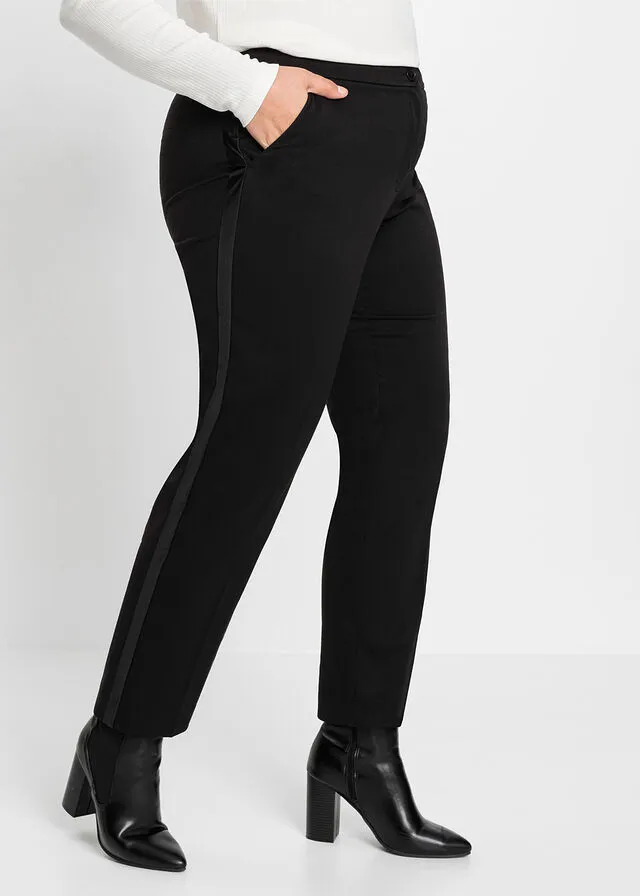 Pantalón con inserto de satén Negro