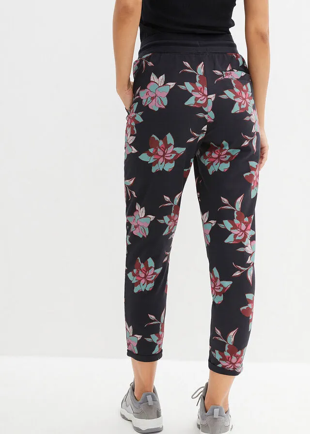 Pantalón de chándal de largo 7/8 Negro de flores