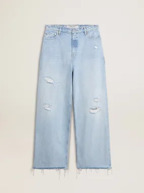 Pantalón de denim para mujer con efecto desgastado