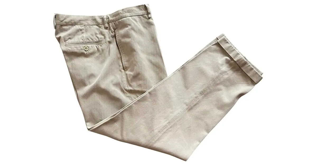 Pantalón de sarga de algodón Beige Brunello Cucinelli T. 54 ESO 