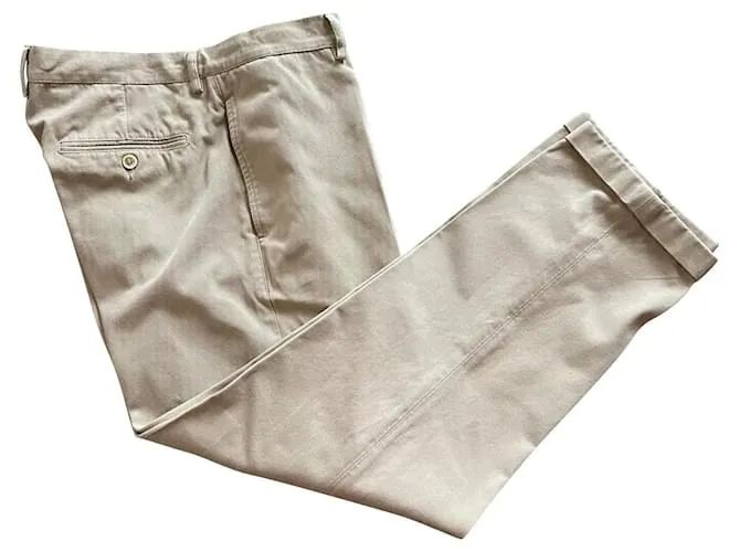 Pantalón de sarga de algodón Beige Brunello Cucinelli T. 54 ESO 