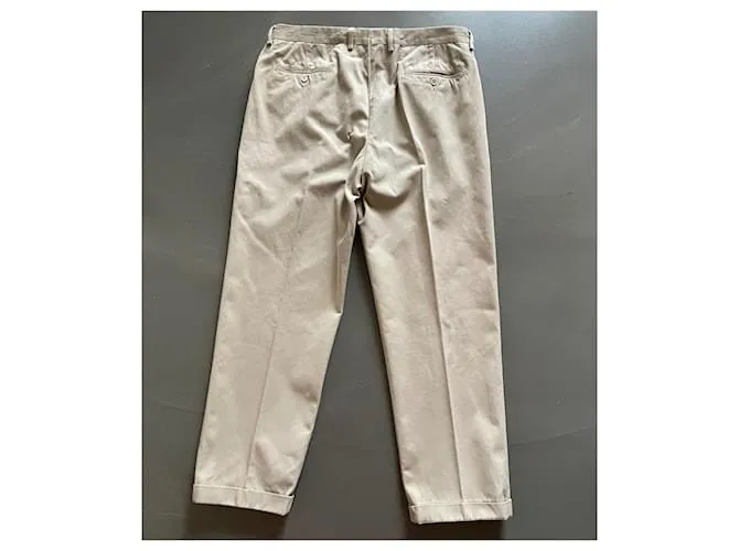 Pantalón de sarga de algodón Beige Brunello Cucinelli T. 54 ESO 