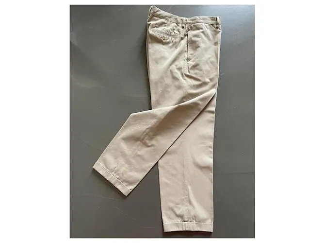 Pantalón de sarga de algodón Beige Brunello Cucinelli T. 54 ESO 