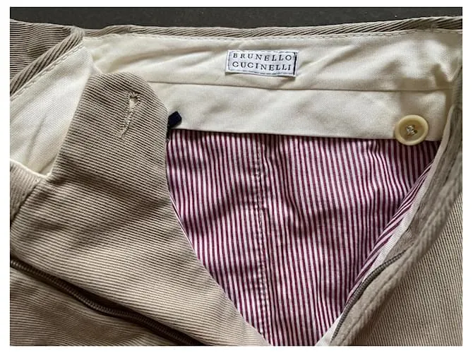 Pantalón de sarga de algodón Beige Brunello Cucinelli T. 54 ESO 