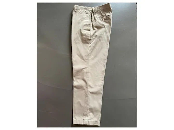 Pantalón de sarga de algodón Beige Brunello Cucinelli T. 54 ESO 