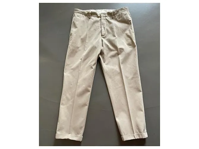 Pantalón de sarga de algodón Beige Brunello Cucinelli T. 54 ESO 