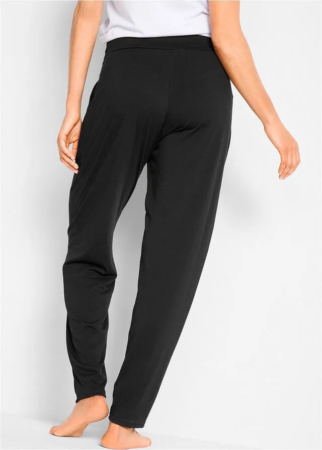 Pantalón harem con viscosa Negro