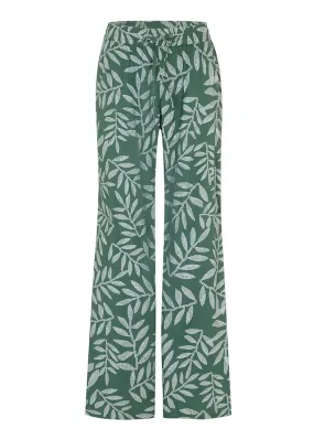 Pantalón tipo palazzo de viscosa sostenible con estampado Verde oscuro-blanco estampado