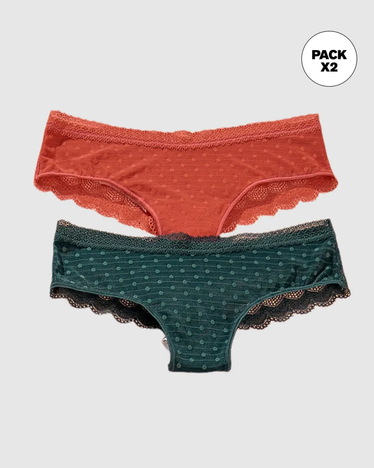 Paquete x 2 panties cacheteros en encaje y tul