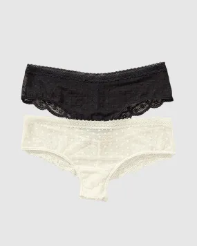 Paquete x 2 panties cacheteros en encaje y tul