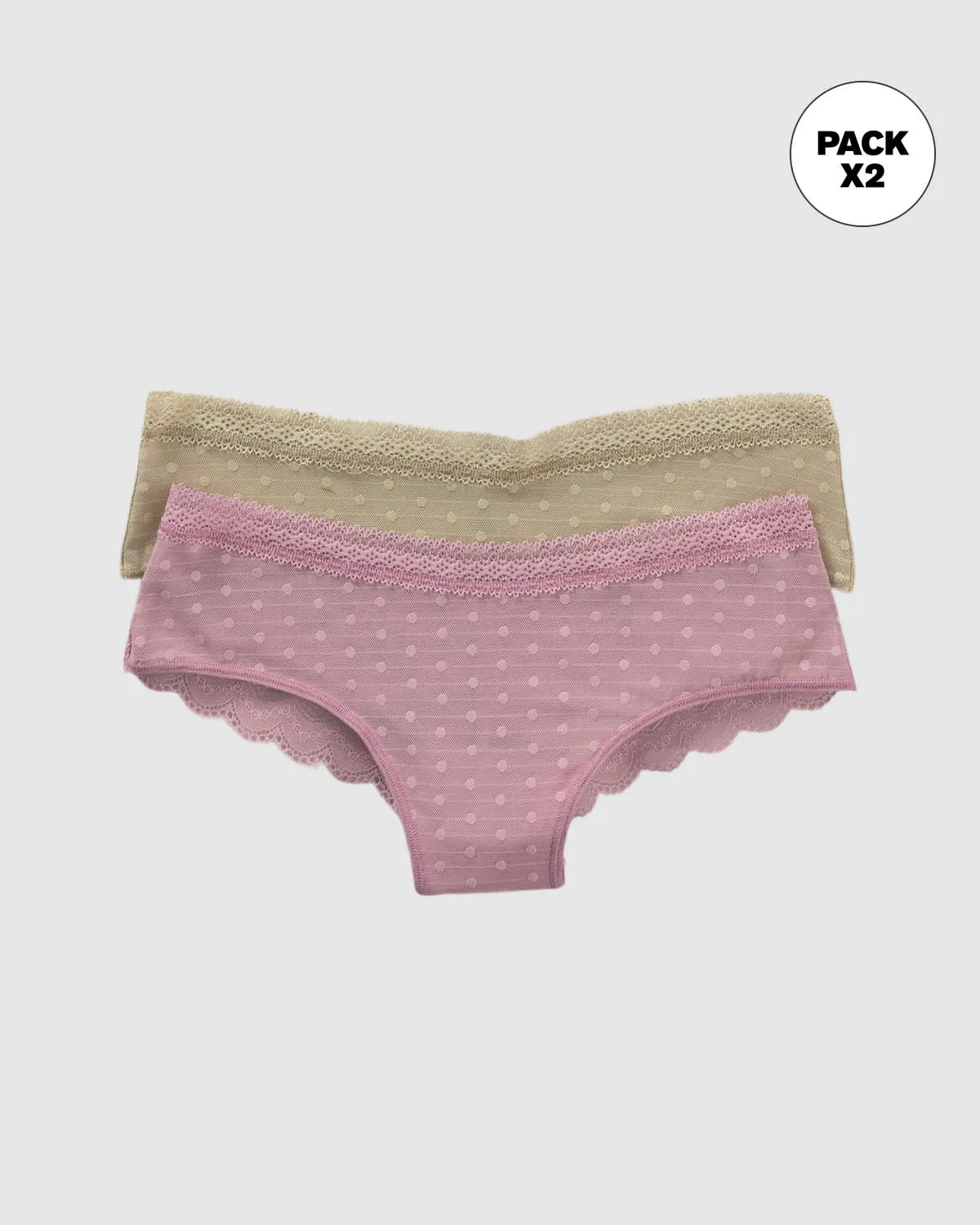 Paquete x 2 panties cacheteros en encaje y tul