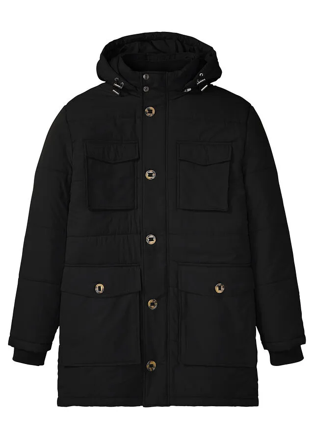 Parka con capucha desmontable Negro