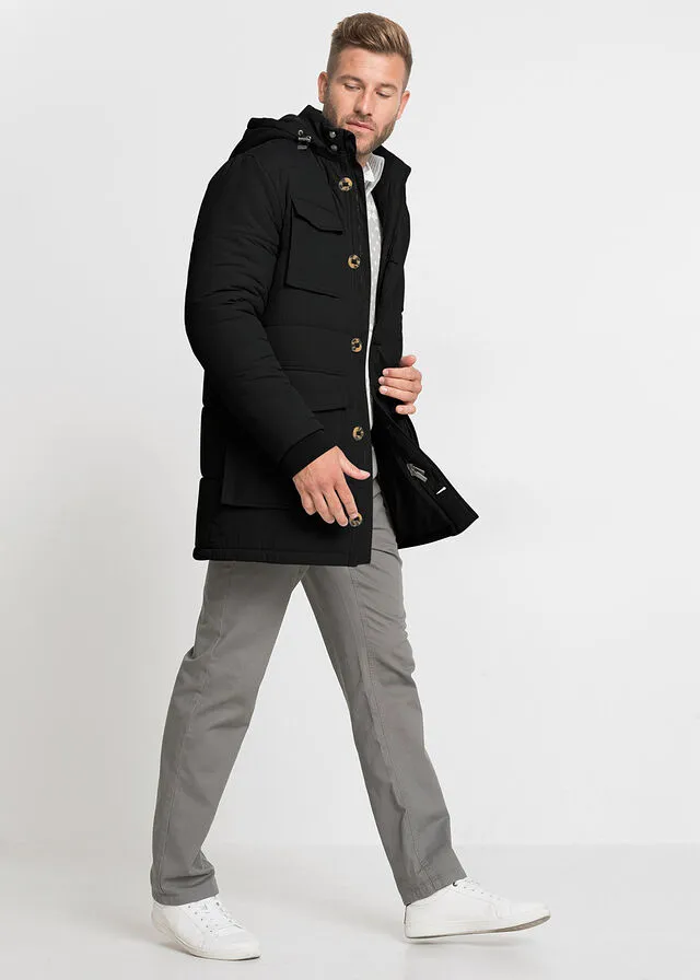 Parka con capucha desmontable Negro