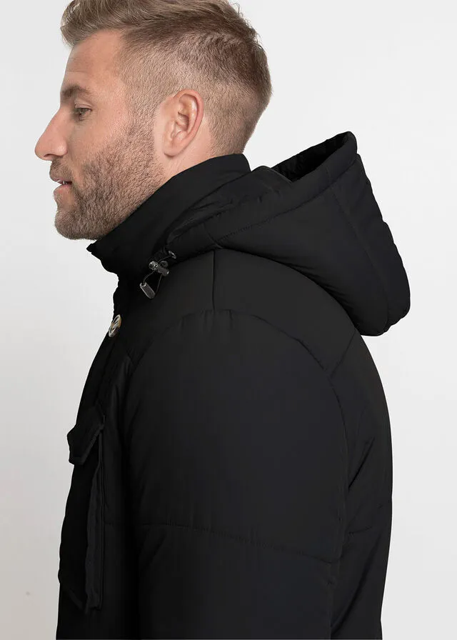 Parka con capucha desmontable Negro