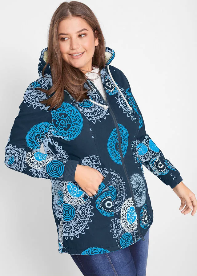 Parka de algodón estampada con capucha Azul oscuro estampado