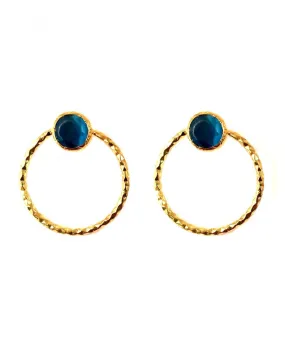 PENDIENTES ORIGINALES  CON BAÑO DE ORO Y ORIGINAL ARO COMBINADO CON AZUL