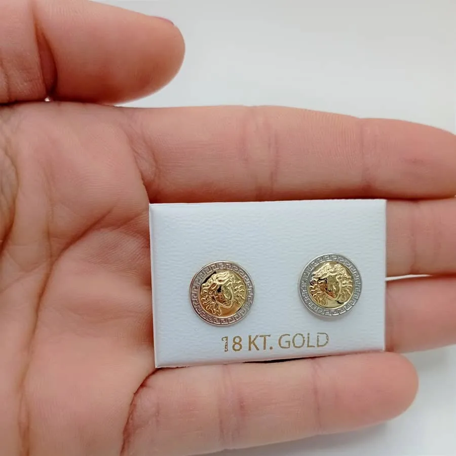 Pendientes oro medusa bicolor