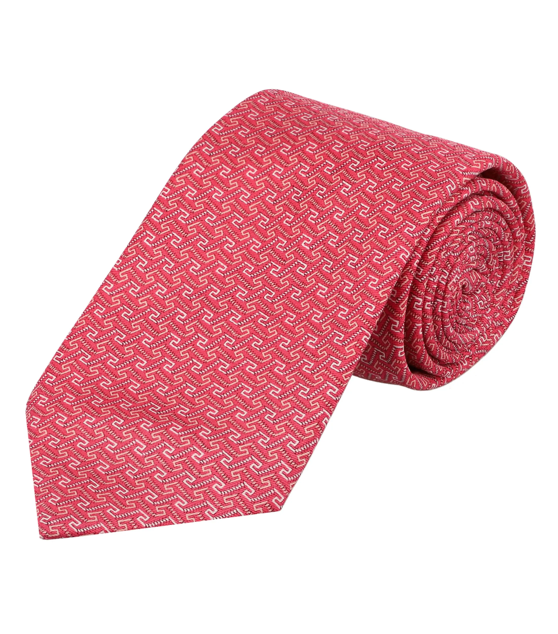 Pineda Covalin Corbata ancha en seda rosa con grecas