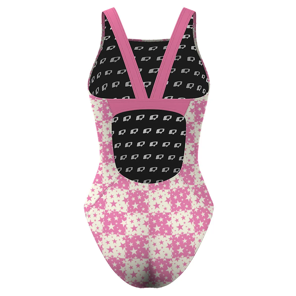 PINK PLAID STARS  CLASSIC STRAP SWIMSUIT