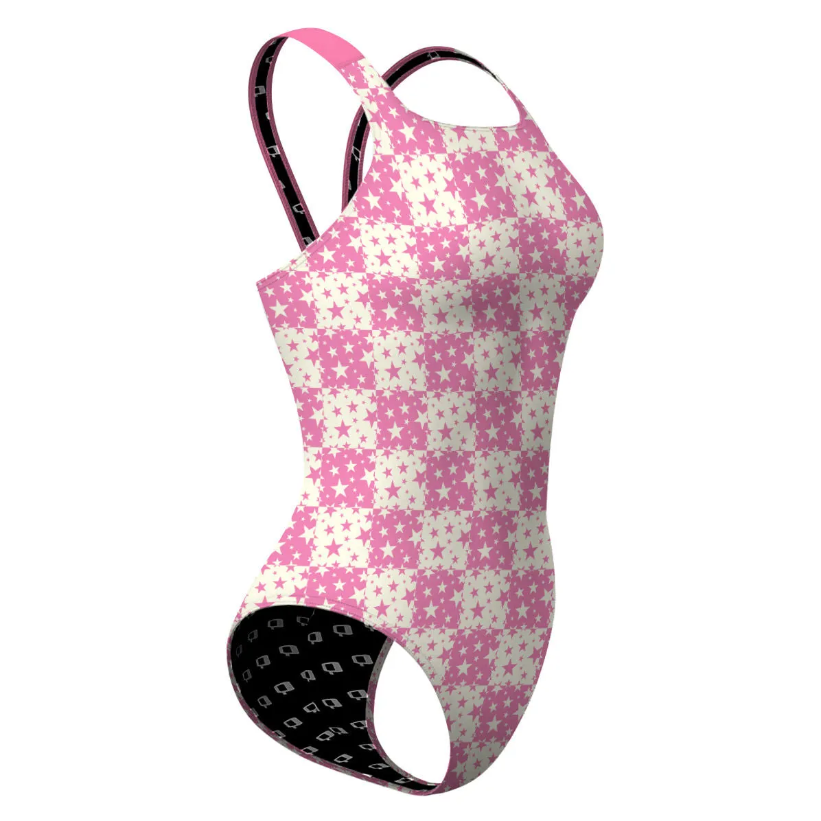 PINK PLAID STARS  CLASSIC STRAP SWIMSUIT