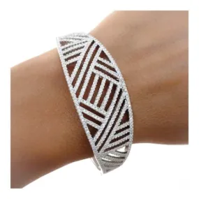 Pulsera Plata Brazalete Con Circonitas