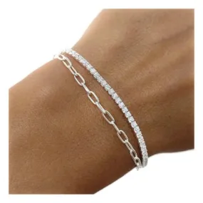 Pulsera Plata Doble con Circonitas