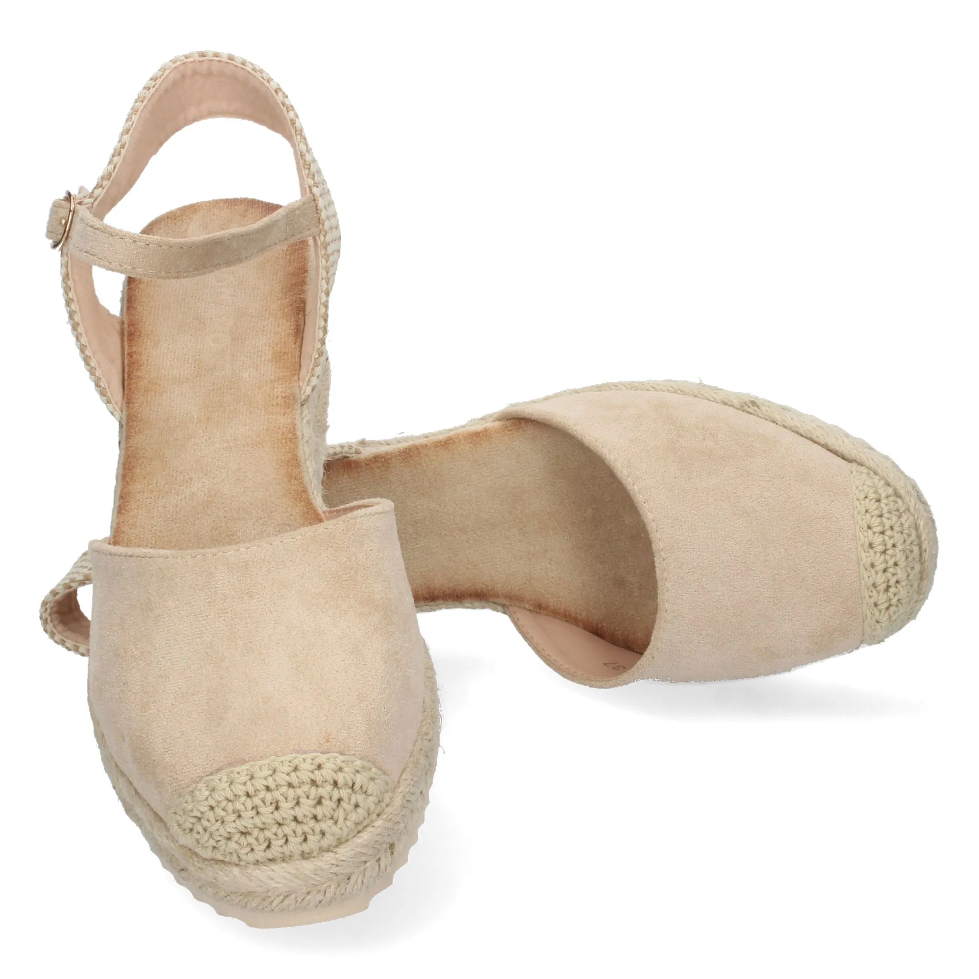 Sandalia de cuña baja en yute mujer color beige textura