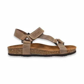 Sandalias Bio Hombre Piel Plantilla Acolchada Y Velcro 8079 Piedra, de Casual