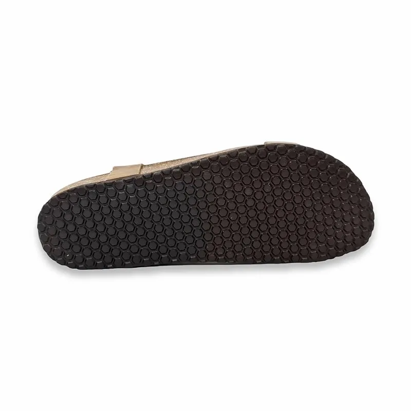 Sandalias Bio Hombre Piel Plantilla Acolchada Y Velcro 8079 Piedra, de Casual