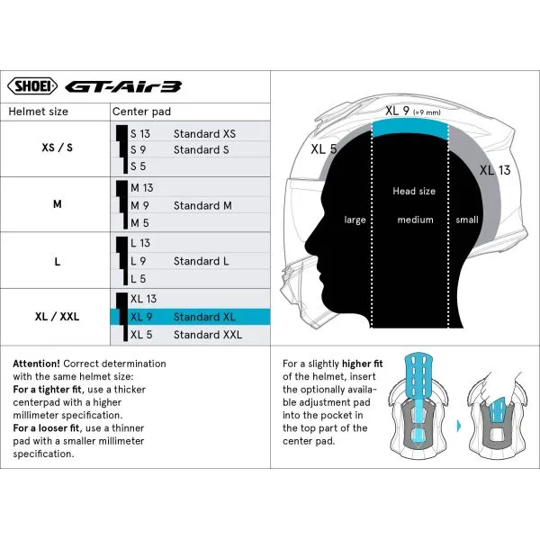 SHOEI REVESTIMIENTO INTERIOR GTAIR 3  NEOTEC 3 13MM 