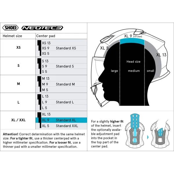 SHOEI REVESTIMIENTO INTERIOR GTAIR 3  NEOTEC 3 13MM 