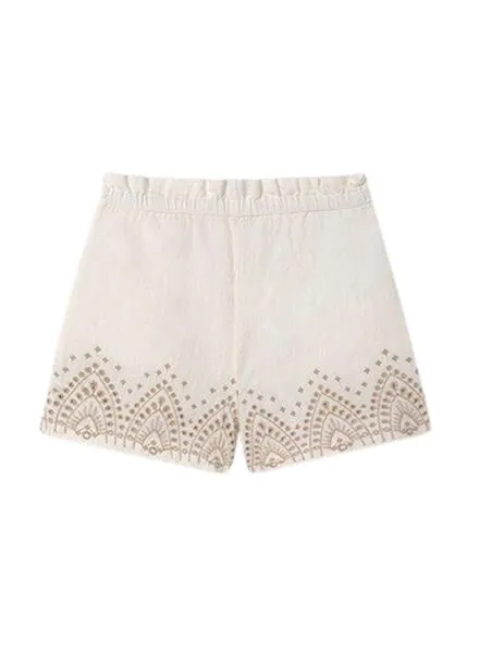 Short Mayoral Bordado Beige Para Niña